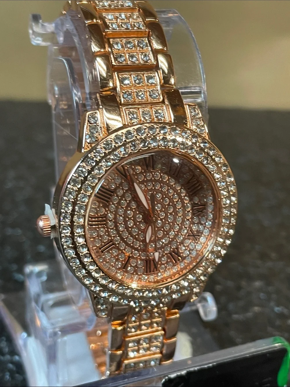 Sparkling Rose Gold Women's Bracelet Watch with Crystal Accents